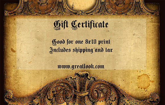 8x10 Gift Certificate